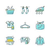 Laundry and cleanup service blue and yellow RGB color icons set vector