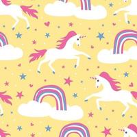 Cute unicorn horse seamless pattern with rainbow for children vector