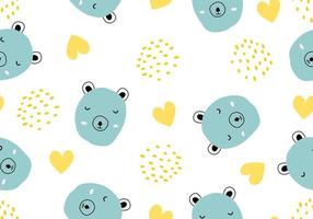 Cute pig seamless pattern with hand drawn childish style. vector