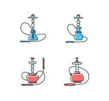 Hookah RGB red and blue color icons set vector