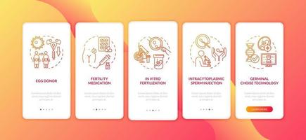 Fertilization onboarding mobile app page screen with concepts vector