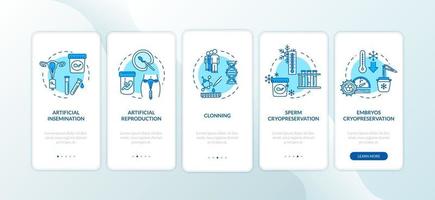 Artificial reproduction onboarding app page screen with concepts vector