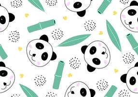 Funny animal seamless pattern with cute panda cartoon style. vector