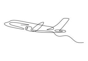 One line drawing of airplane minimalism hand drawn sketch. vector