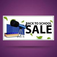 Back to school sale and discount week, horizontal discount banner vector