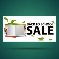 Back to school sale, white discount banner vector