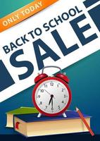 Back to school sale, green vertical discount banner vector