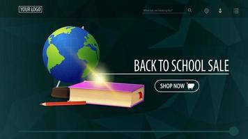 Back to school sale and discount week, green discount banner vector