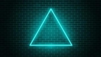 Neon turquoise triangle. Glowing frame. Vector illustration.