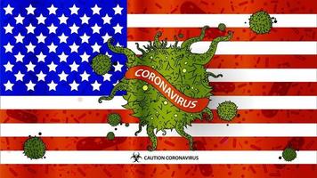 Flag USA .Sign coronavirus. Vector illustration.