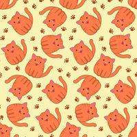 Seamless pattern with funny cartoon cats. Cute illustration vector