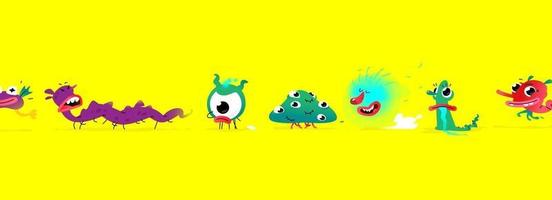 Illustrations of cute, pretty monster characters. vector