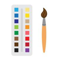 Artistic paints and paintbrush, art supplies for painting and drawing vector