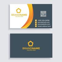 elegant business card. business card template. dark blue and orange. vector