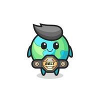 the MMA fighter earth mascot with a belt vector