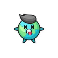 character of the cute earth with dead pose vector