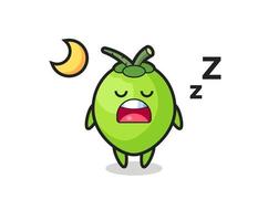 coconut character illustration sleeping at night vector