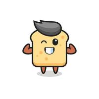 the muscular bread character is posing showing his muscles vector