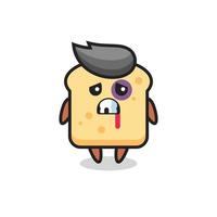 injured bread character with a bruised face vector