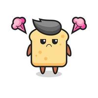 annoyed expression of the cute bread cartoon character vector