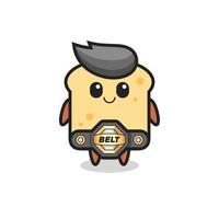 the MMA fighter bread mascot with a belt vector