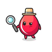 blood drop detective character is analyzing a case vector