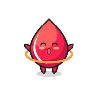 cute blood drop cartoon is playing hula hoop vector