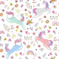 Childish seamless pattern with unicorns. Creative nursery background. vector