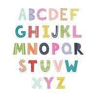 Scandinavian vector alphabet for kids. Hand drawn graphic font.