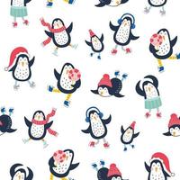 Vector seamless pattern with cute penguins. Perfect for kids design