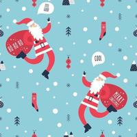 Vector seamless pattern with cute Santa Claus. Perfect for kids design