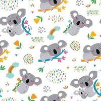 Vector seamless pattern with cute koala.