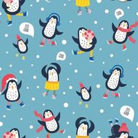 Vector seamless pattern with cute penguins. Perfect for kids design