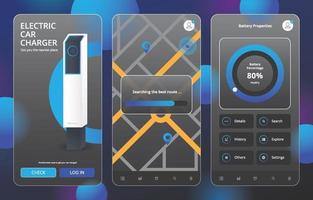 plantilla de kit de diseño de vaina de cargador de coche de glassmorphism ui vector