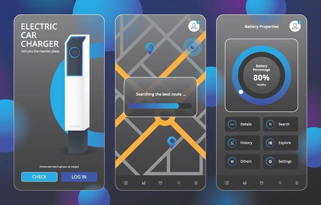 Glassmorphism UI Car Charger Pod Design Kit Template