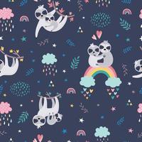 Childish seamless pattern with cute sloths vector