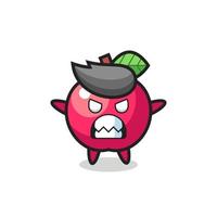 wrathful expression of the apple mascot character vector
