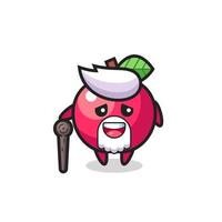 cute apple grandpa is holding a stick vector