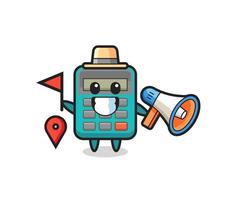 Character cartoon of calculator as a tour guide vector