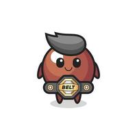 the MMA fighter chocolate ball mascot with a belt vector