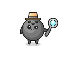 the mascot of cute bowling ball as a detective vector