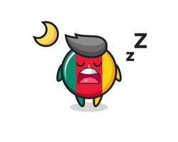 ilustración de personaje de insignia de bandera de camerún durmiendo por la noche vector