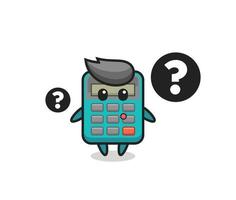 Cartoon Illustration of calculator with the question mark vector