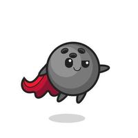 cute bowling ball superhero character is flying vector