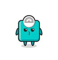 the bored expression of cute weight scale characters vector