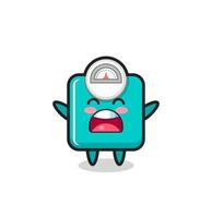 cute weight scale mascot with a yawn expression vector