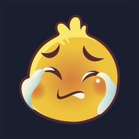 funny emoji, emoticon crying face expression social media vector