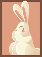 cute white rabbit wildlife portrait cartoon animal design vector