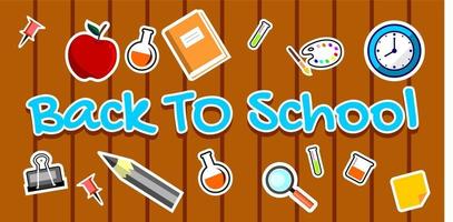 Back to school with school items and elements vector