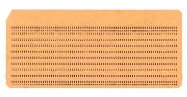 Punched card for programming photo